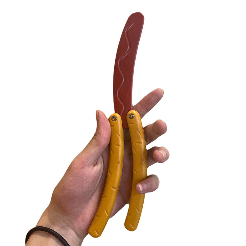 Hot Dog Butterfly Knife Decompression Hot Dog Maimen Toy Swing Knife Training Butterfly Knife Butterfly Knife