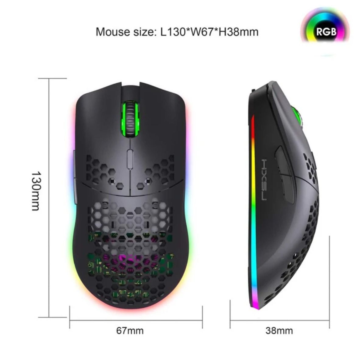HXSJ-J900 Wired Gaming Mouse with RGB Lighting