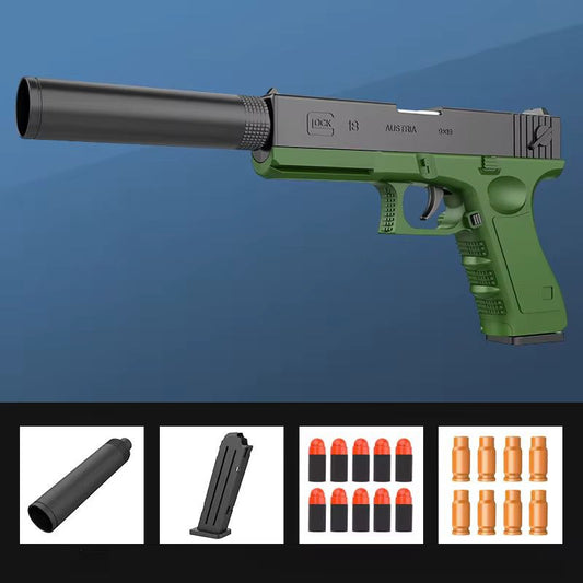 Glock Manual Shell Ejecting Toy Gun , Green& Black Color