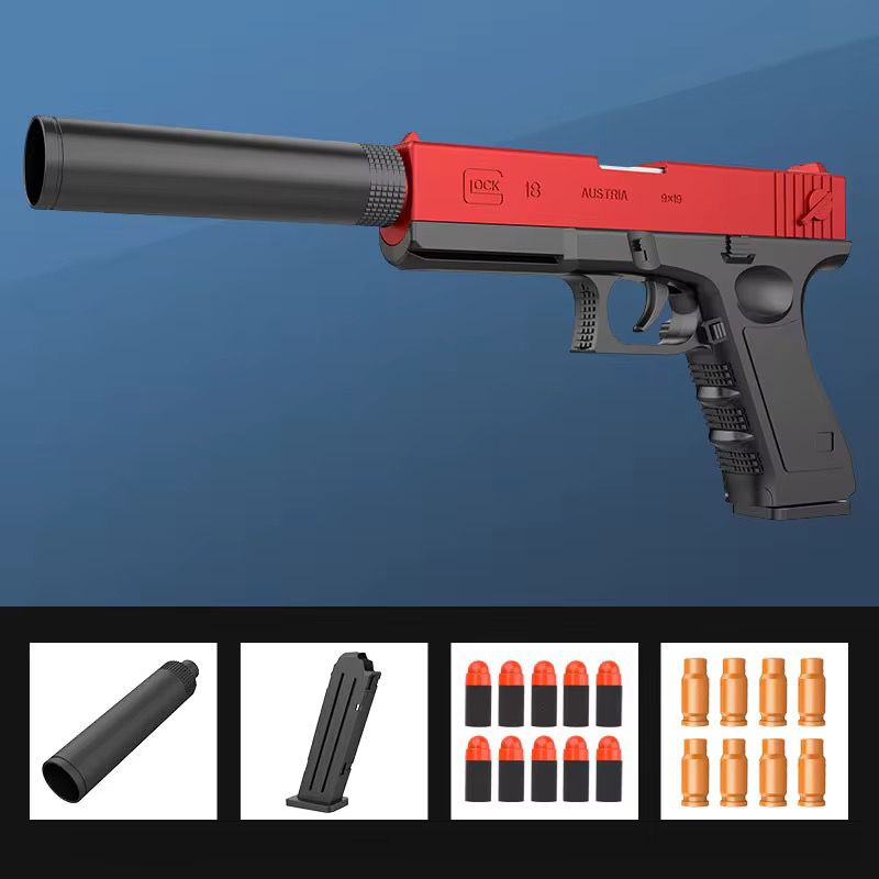 Glock Manual Shell Ejecting Toy Gun ,Red & Black Color